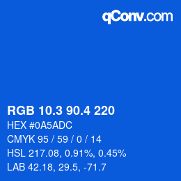 カラーコード: RGB 10.3 90.4 220 | qconv.com