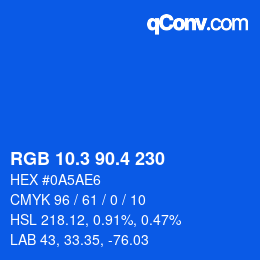 カラーコード: RGB 10.3 90.4 230 | qconv.com