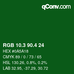 カラーコード: RGB 10.3 90.4 24 | qconv.com