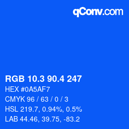 カラーコード: RGB 10.3 90.4 247 | qconv.com