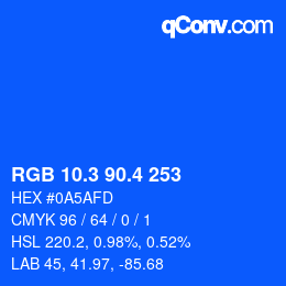 カラーコード: RGB 10.3 90.4 253 | qconv.com