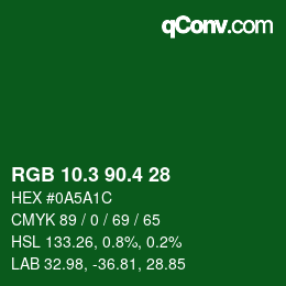 カラーコード: RGB 10.3 90.4 28 | qconv.com