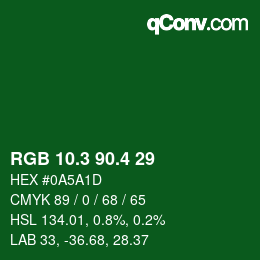カラーコード: RGB 10.3 90.4 29 | qconv.com