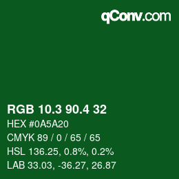 カラーコード: RGB 10.3 90.4 32 | qconv.com