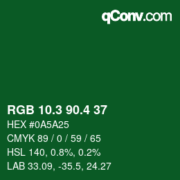 カラーコード: RGB 10.3 90.4 37 | qconv.com