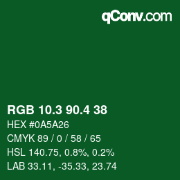 カラーコード: RGB 10.3 90.4 38 | qconv.com