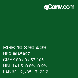 カラーコード: RGB 10.3 90.4 39 | qconv.com