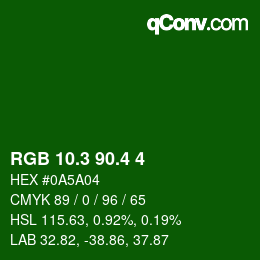 カラーコード: RGB 10.3 90.4 4 | qconv.com