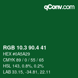 カラーコード: RGB 10.3 90.4 41 | qconv.com