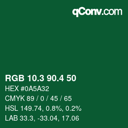カラーコード: RGB 10.3 90.4 50 | qconv.com