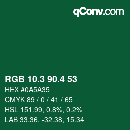 カラーコード: RGB 10.3 90.4 53 | qconv.com