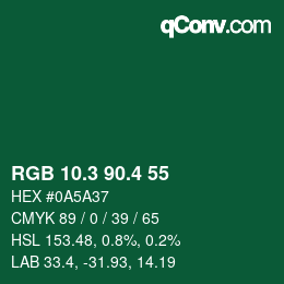 カラーコード: RGB 10.3 90.4 55 | qconv.com