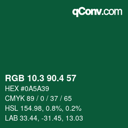 カラーコード: RGB 10.3 90.4 57 | qconv.com