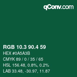 カラーコード: RGB 10.3 90.4 59 | qconv.com