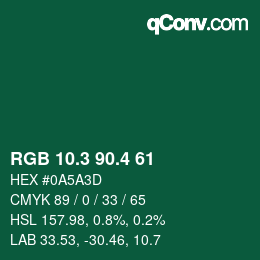 カラーコード: RGB 10.3 90.4 61 | qconv.com