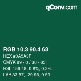 カラーコード: RGB 10.3 90.4 63 | qconv.com