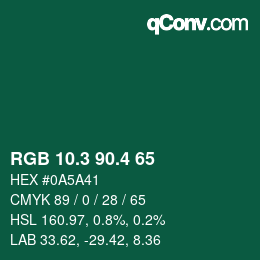 カラーコード: RGB 10.3 90.4 65 | qconv.com