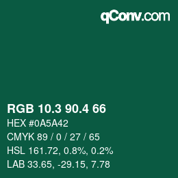 カラーコード: RGB 10.3 90.4 66 | qconv.com