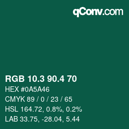カラーコード: RGB 10.3 90.4 70 | qconv.com