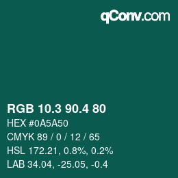 カラーコード: RGB 10.3 90.4 80 | qconv.com