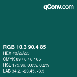 カラーコード: RGB 10.3 90.4 85 | qconv.com