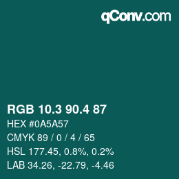 カラーコード: RGB 10.3 90.4 87 | qconv.com