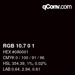 カラーコード: RGB 10.7 0 1 | qconv.com