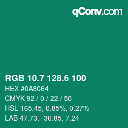 カラーコード: RGB 10.7 128.6 100 | qconv.com
