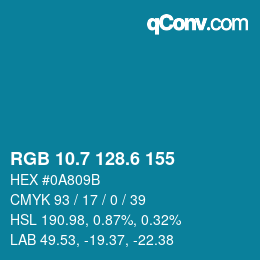 カラーコード: RGB 10.7 128.6 155 | qconv.com