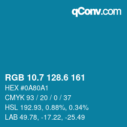 カラーコード: RGB 10.7 128.6 161 | qconv.com