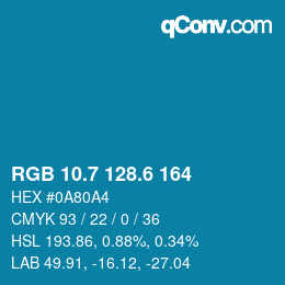 カラーコード: RGB 10.7 128.6 164 | qconv.com