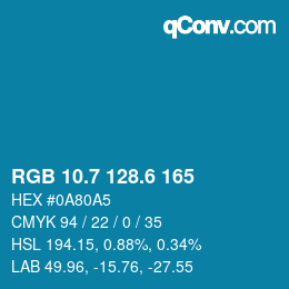 カラーコード: RGB 10.7 128.6 165 | qconv.com