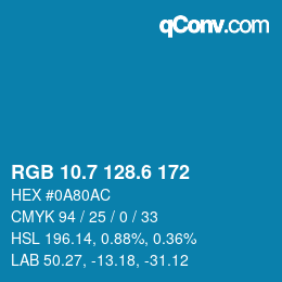 カラーコード: RGB 10.7 128.6 172 | qconv.com