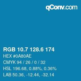 カラーコード: RGB 10.7 128.6 174 | qconv.com