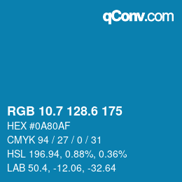 カラーコード: RGB 10.7 128.6 175 | qconv.com
