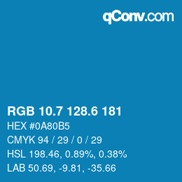 カラーコード: RGB 10.7 128.6 181 | qconv.com