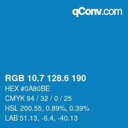 カラーコード: RGB 10.7 128.6 190 | qconv.com