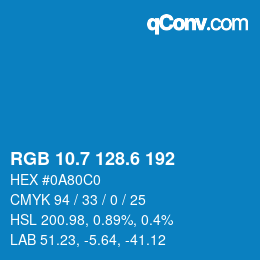 カラーコード: RGB 10.7 128.6 192 | qconv.com