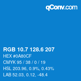 カラーコード: RGB 10.7 128.6 207 | qconv.com