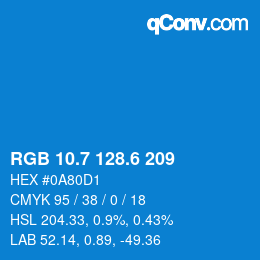 カラーコード: RGB 10.7 128.6 209 | qconv.com