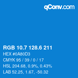 カラーコード: RGB 10.7 128.6 211 | qconv.com