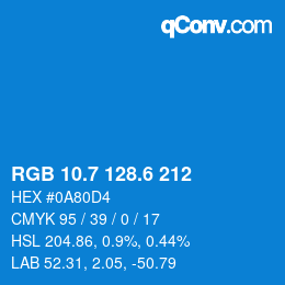 カラーコード: RGB 10.7 128.6 212 | qconv.com