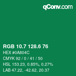 カラーコード: RGB 10.7 128.6 76 | qconv.com