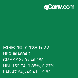 カラーコード: RGB 10.7 128.6 77 | qconv.com