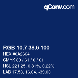 カラーコード: RGB 10.7 38.6 100 | qconv.com
