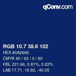 カラーコード: RGB 10.7 38.6 102 | qconv.com