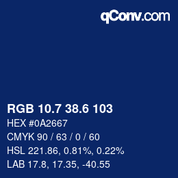 カラーコード: RGB 10.7 38.6 103 | qconv.com