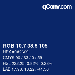 カラーコード: RGB 10.7 38.6 105 | qconv.com