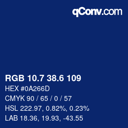 カラーコード: RGB 10.7 38.6 109 | qconv.com