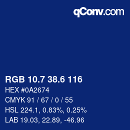 カラーコード: RGB 10.7 38.6 116 | qconv.com